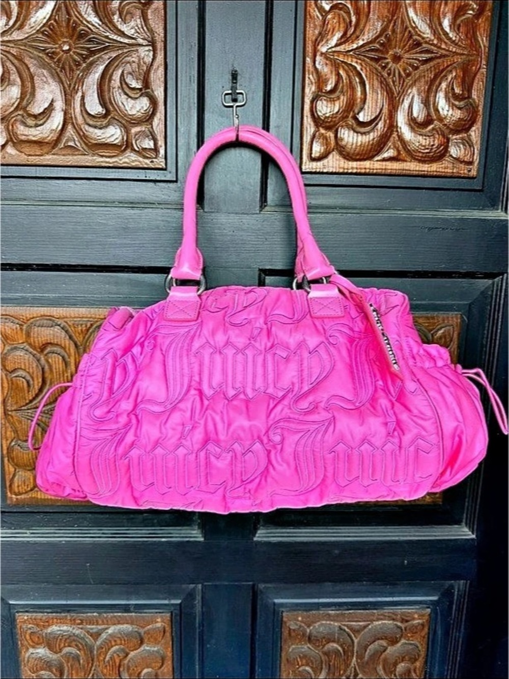 Vintage Y2K Juicy Couture Pink Ruched Tote Bag